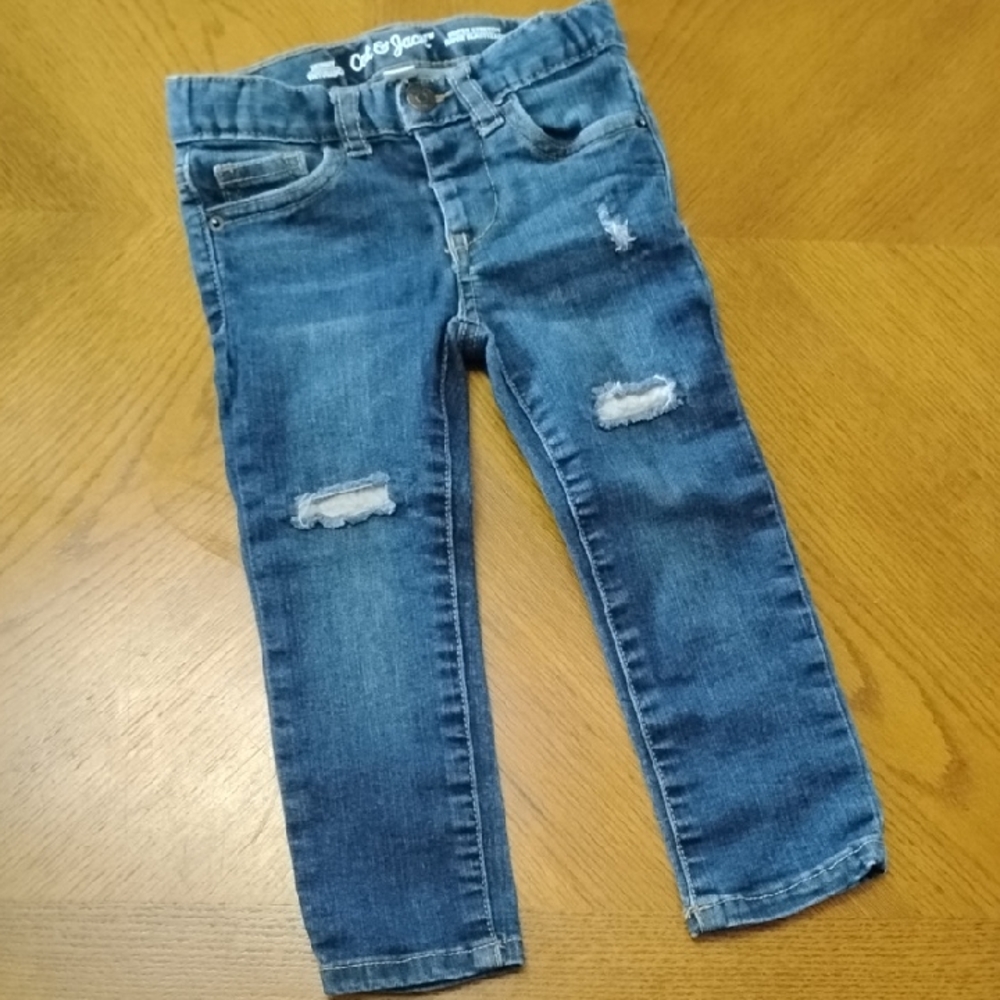Cat & Jack 3T Skinny Super Stretch Distressed Denim Jeans
